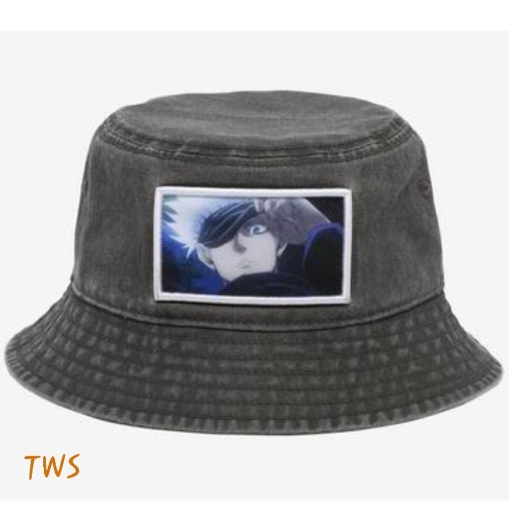 Jujutsu Kaisen Satoru Gojo Bucket Hat Washed‎ Black Crunchyroll Anime Kanji Hat
